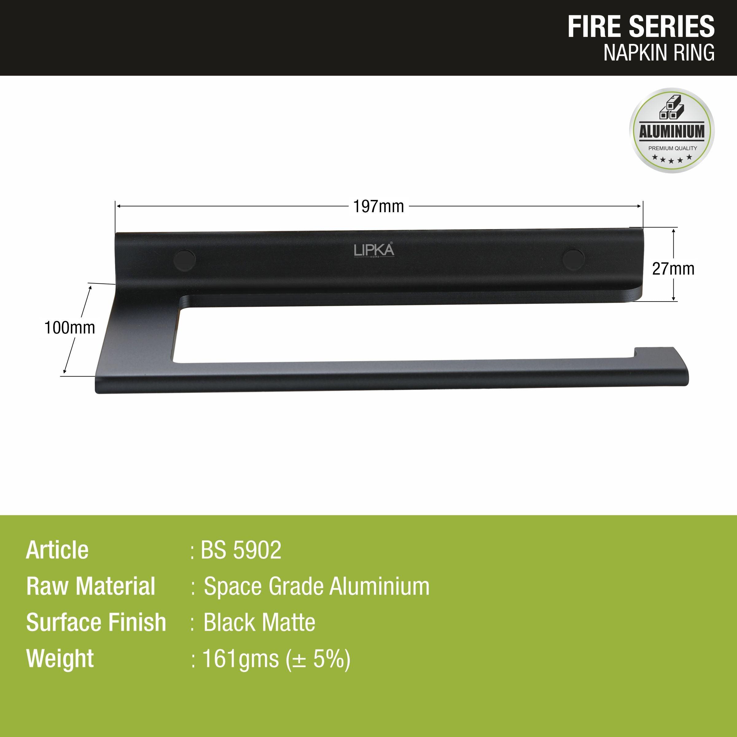 Fire Napkin Ring (Space Aluminium) size and measurement 