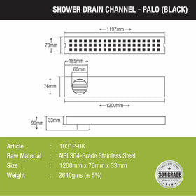 Palo Shower Drain Channel - Black (48 x 3 Inches) - LIPKA - Lipka Home