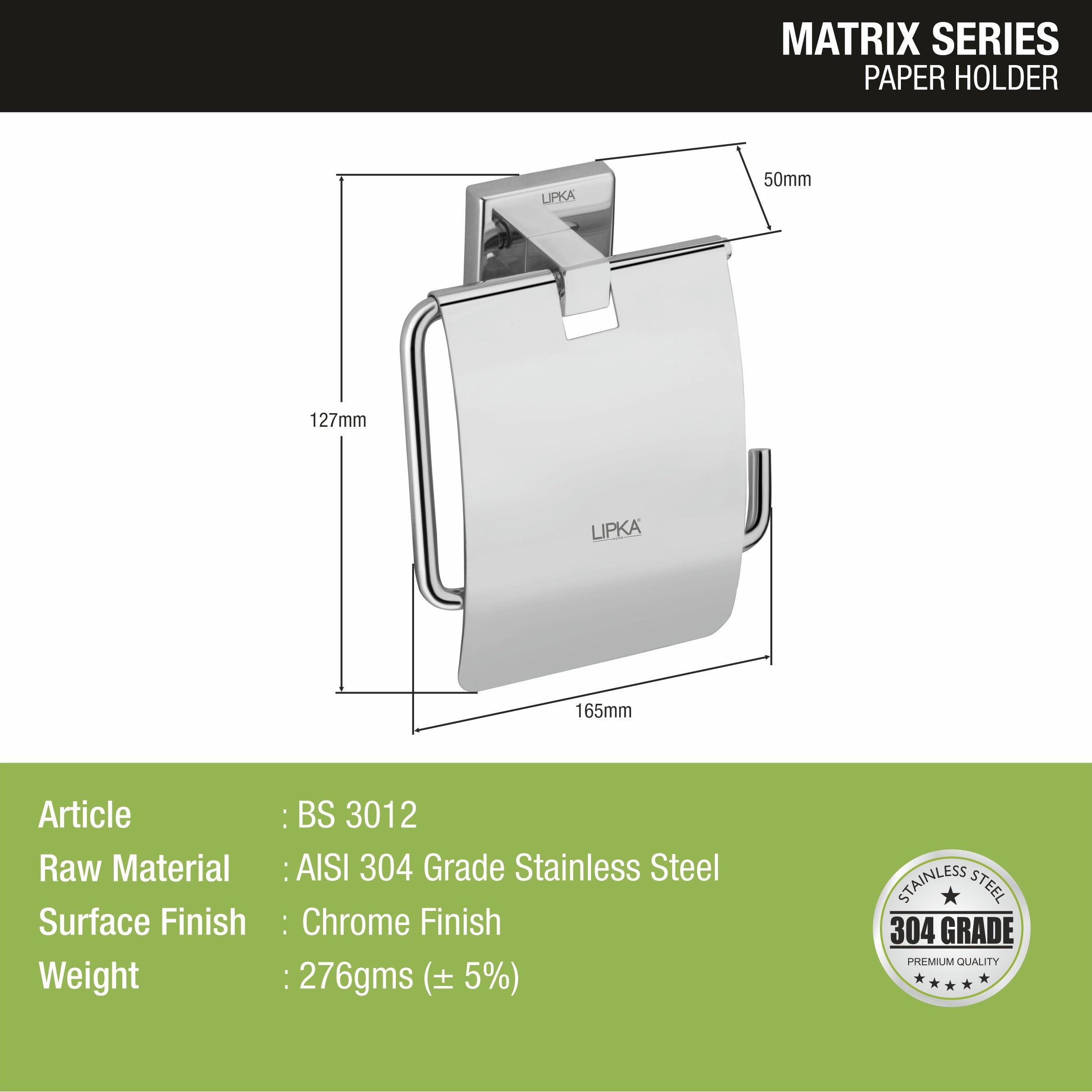 Matrix Paper Holder size and dimension