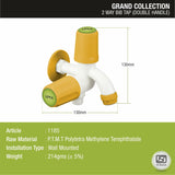 Grand Two Way Bib Tap PTMT Faucet (Double Handle) sizes and dimensions