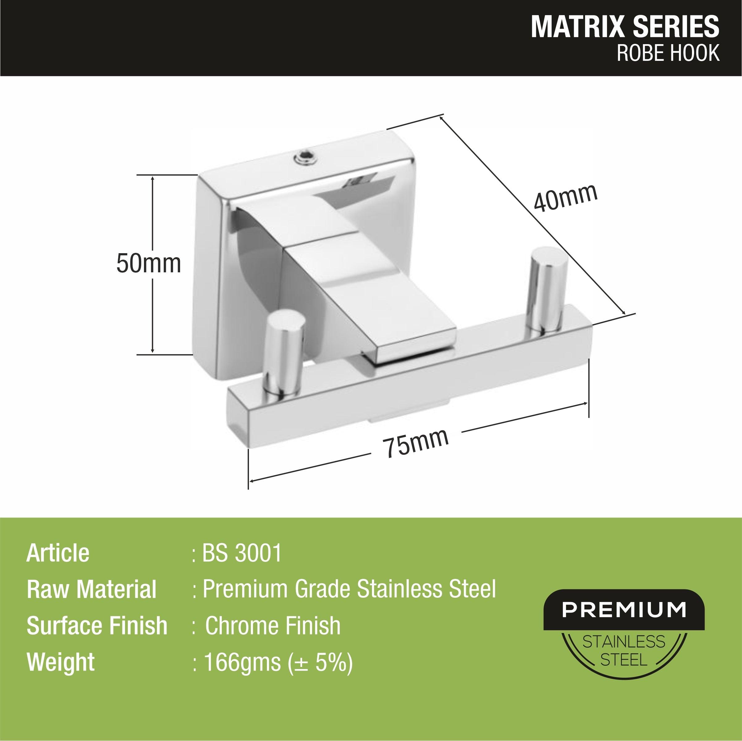 Matrix Robe Hook size and dimension 