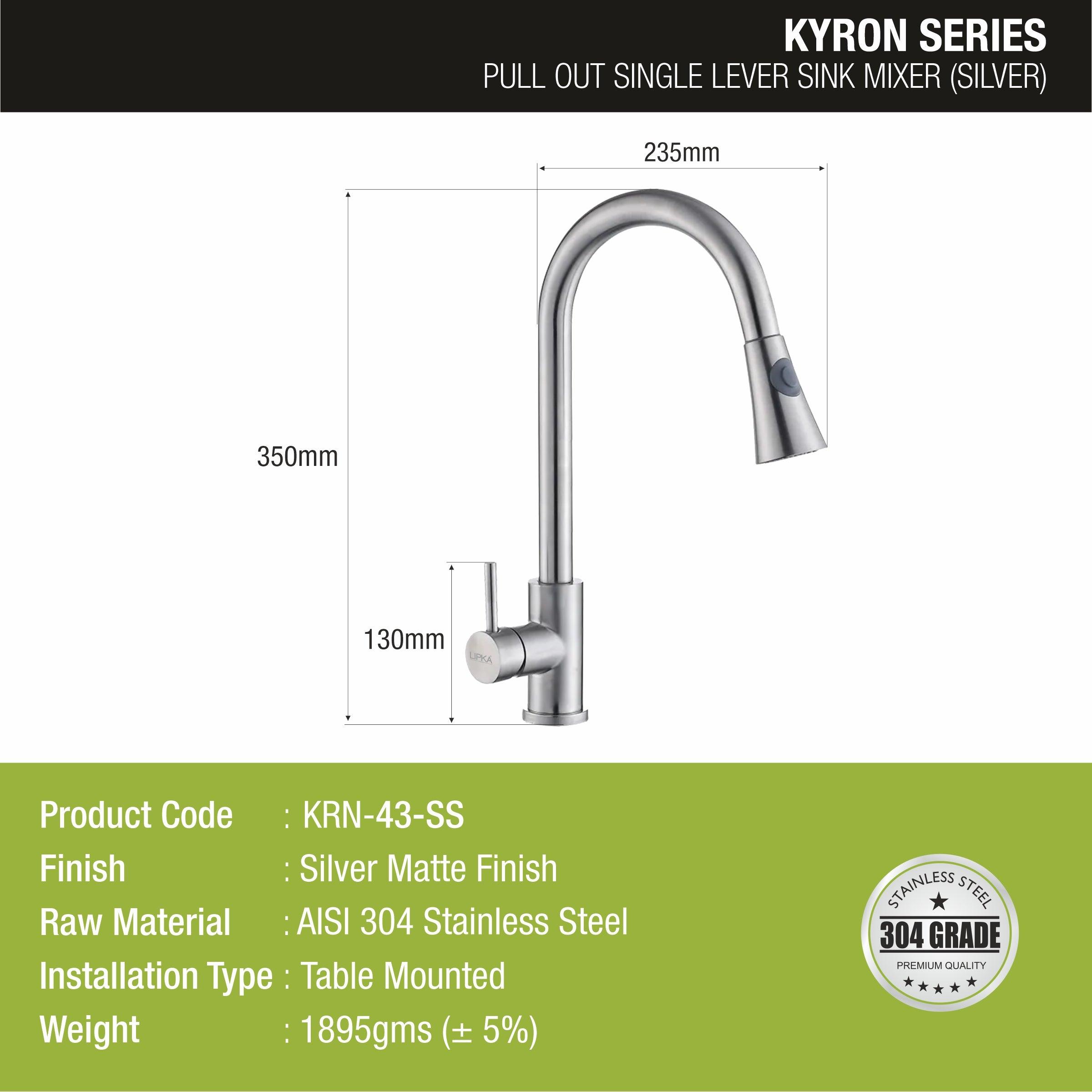 Kyron Single Lever 304-Grade Pull-out Mixer Faucet with Swivel Spout & Dual Flow (Silver) - LIPKA - Lipka Home