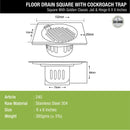 Golden Classic Jali Square Floor Drain (6 x 6 Inches) with Hinge and Cockroach Trap - LIPKA - Lipka Home