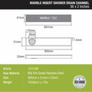Marble Insert Shower Drain Channel - Black (36 x 2 Inches) - LIPKA - Lipka Home