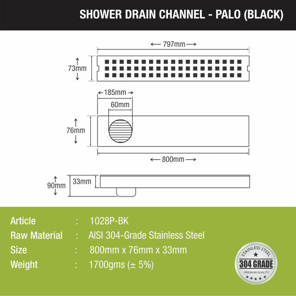 Palo Shower Drain Channel - Black (32 x 3 Inches) - LIPKA - Lipka Home