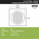 Eon Square Floor Drain with Golden Classic Jali (5 x 5 Inches) - LIPKA - Lipka Home