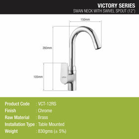 Victory Swan Neck Brass Faucet with Round Swivel Spout (12 Inches) - LIPKA - Lipka Home
