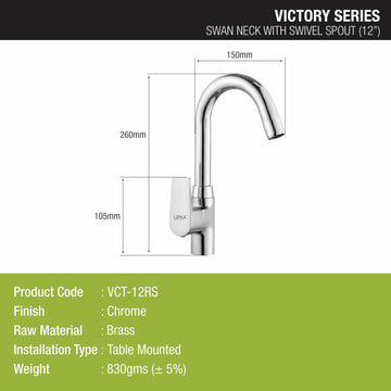 Victory Swan Neck Brass Faucet with Round Swivel Spout (12 Inches) - LIPKA - Lipka Home