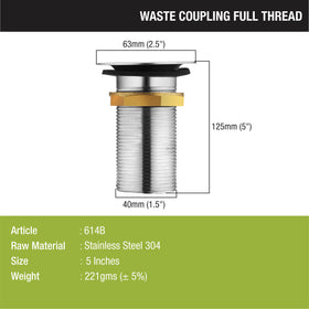 Full Thread Waste Coupling 5” (304-Grade SS) - LIPKA - Lipka Home