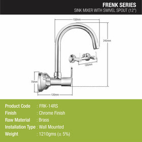 Frenk Sink Mixer Brass Faucet with Round Swivel Spout (12 Inches) - LIPKA - Lipka Home