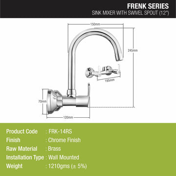 Frenk Sink Mixer Brass Faucet with Round Swivel Spout (12 Inches) - LIPKA - Lipka Home