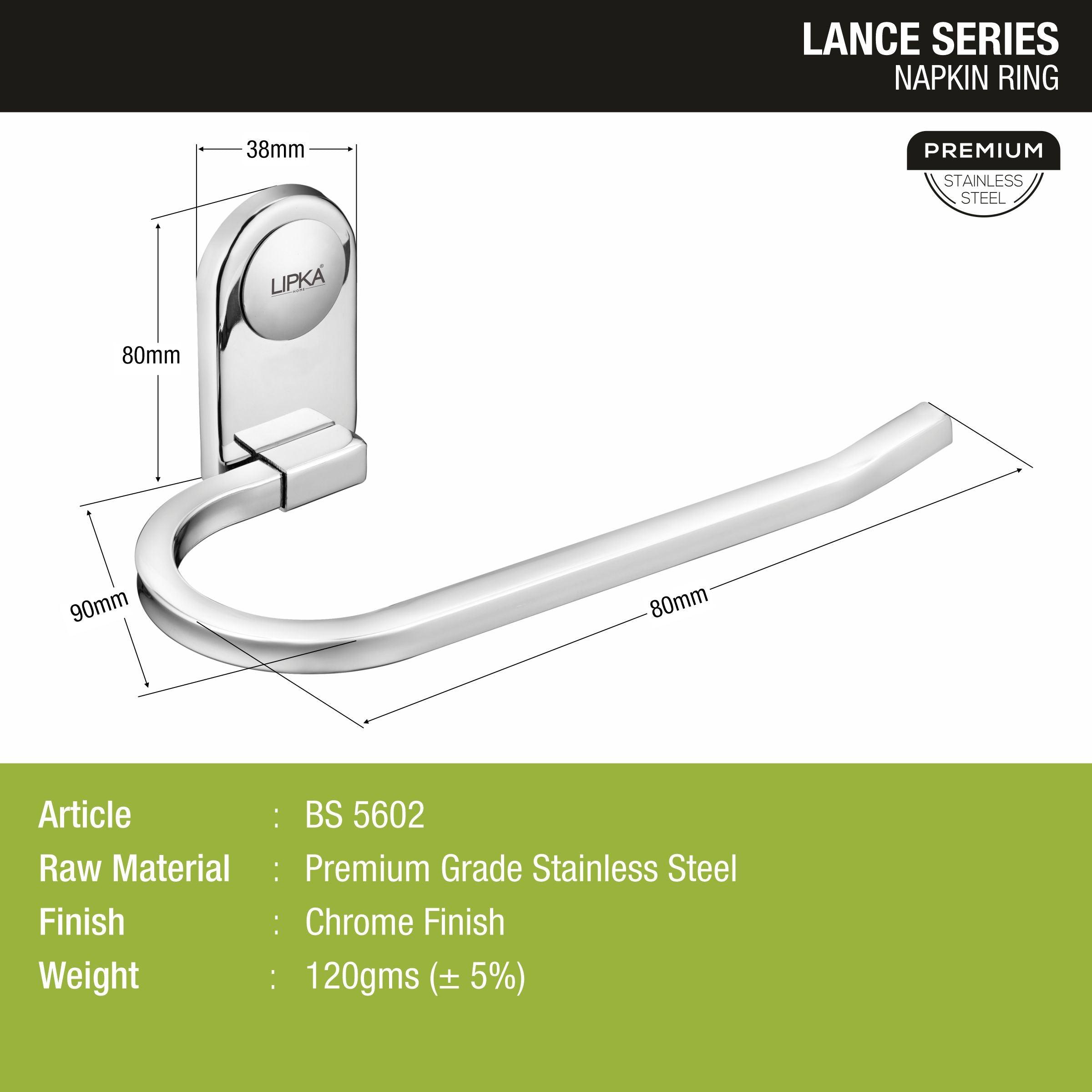 Lance Napkin Ring sizes and dimensions