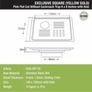 Pink Exclusive Square Flat Cut Floor Drain in Yellow Gold PVD Coating (6 x 6 Inches) with Hole - LIPKA - Lipka Home