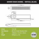 Vertical Shower Drain Channel - Black (48 x 4 Inches) - LIPKA - Lipka Home