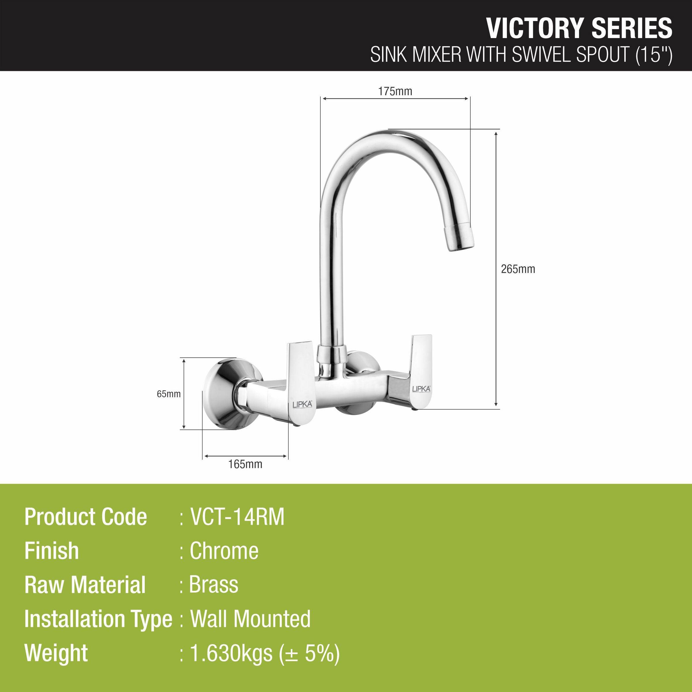 Victory Sink Mixer with Medium (15 Inches) Round Swivel Spout Faucet - LIPKA - Lipka Home