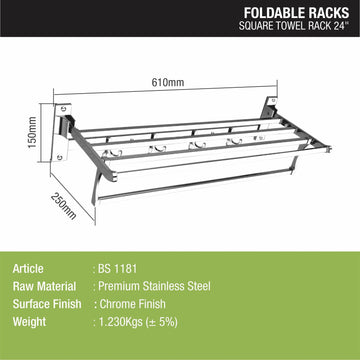 Square Foldable Rack (24 Inches) - LIPKA - Lipka Home