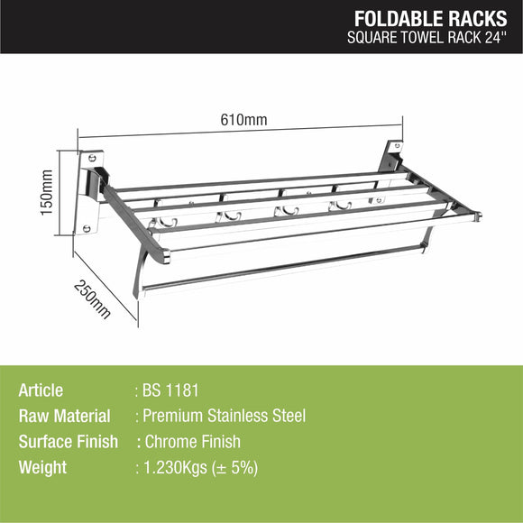 Square Foldable Rack (24 Inches) - LIPKA - Lipka Home