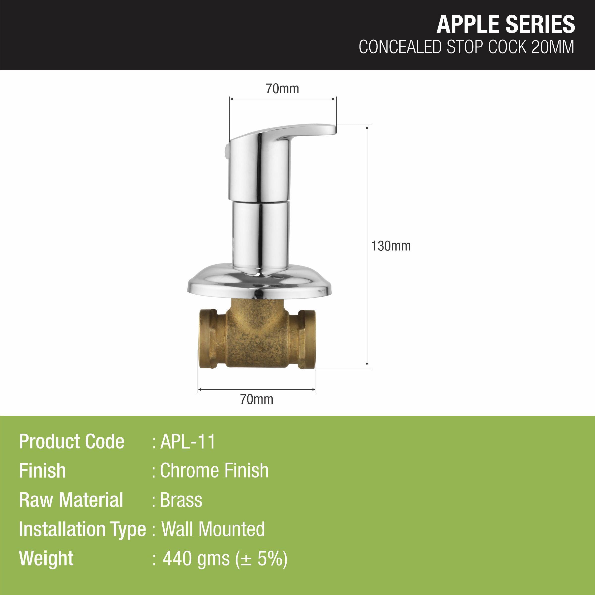 Apple Concealed Stop Valve (20mm) Brass Faucet - LIPKA - Lipka Home