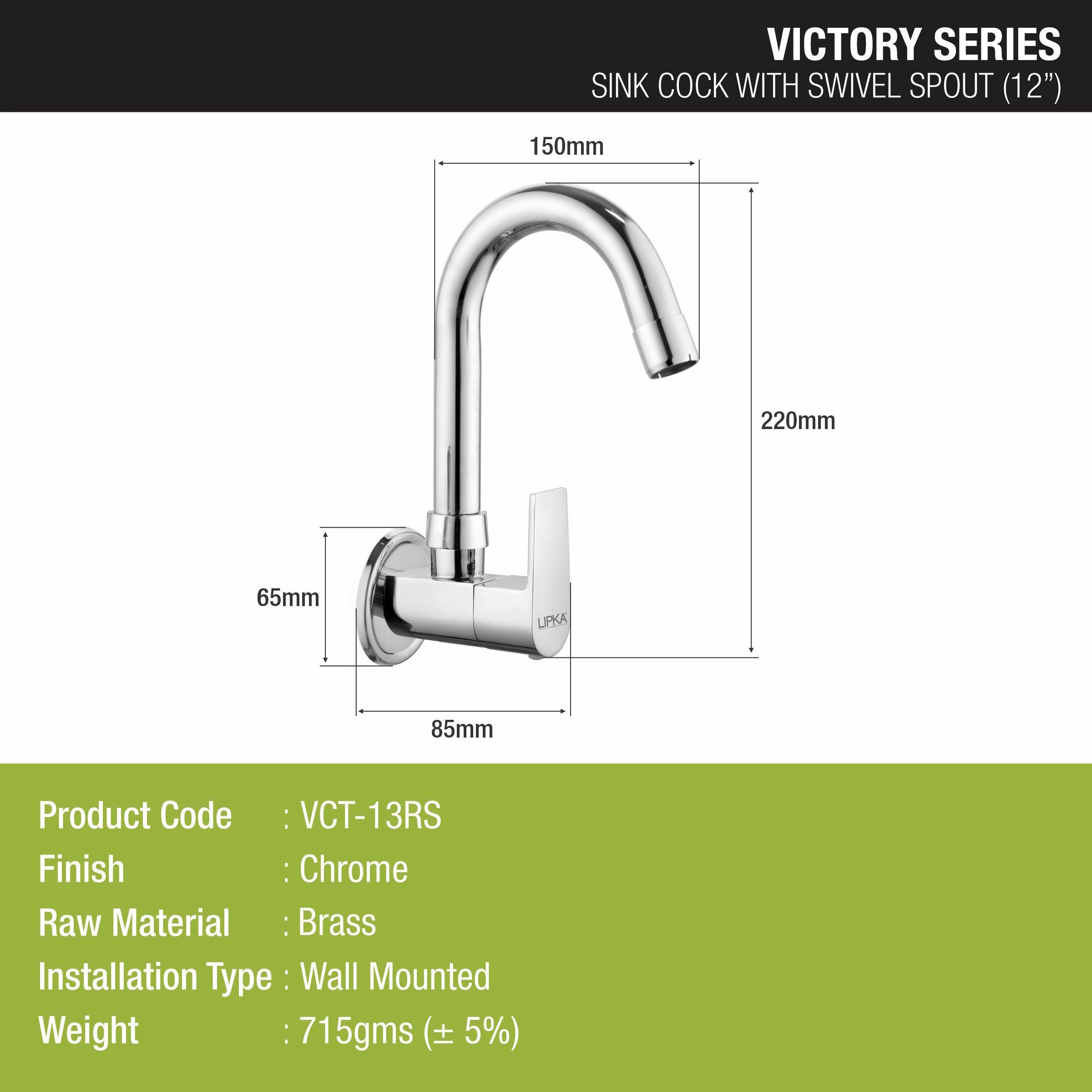 Victory Sink Tap with Small (12 Inches) Round Swivel Spout Brass Faucet - LIPKA - Lipka Home