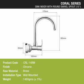 Coral Sink Mixer Brass Faucet with Round Swivel Spout (15 Inches) - LIPKA - Lipka Home