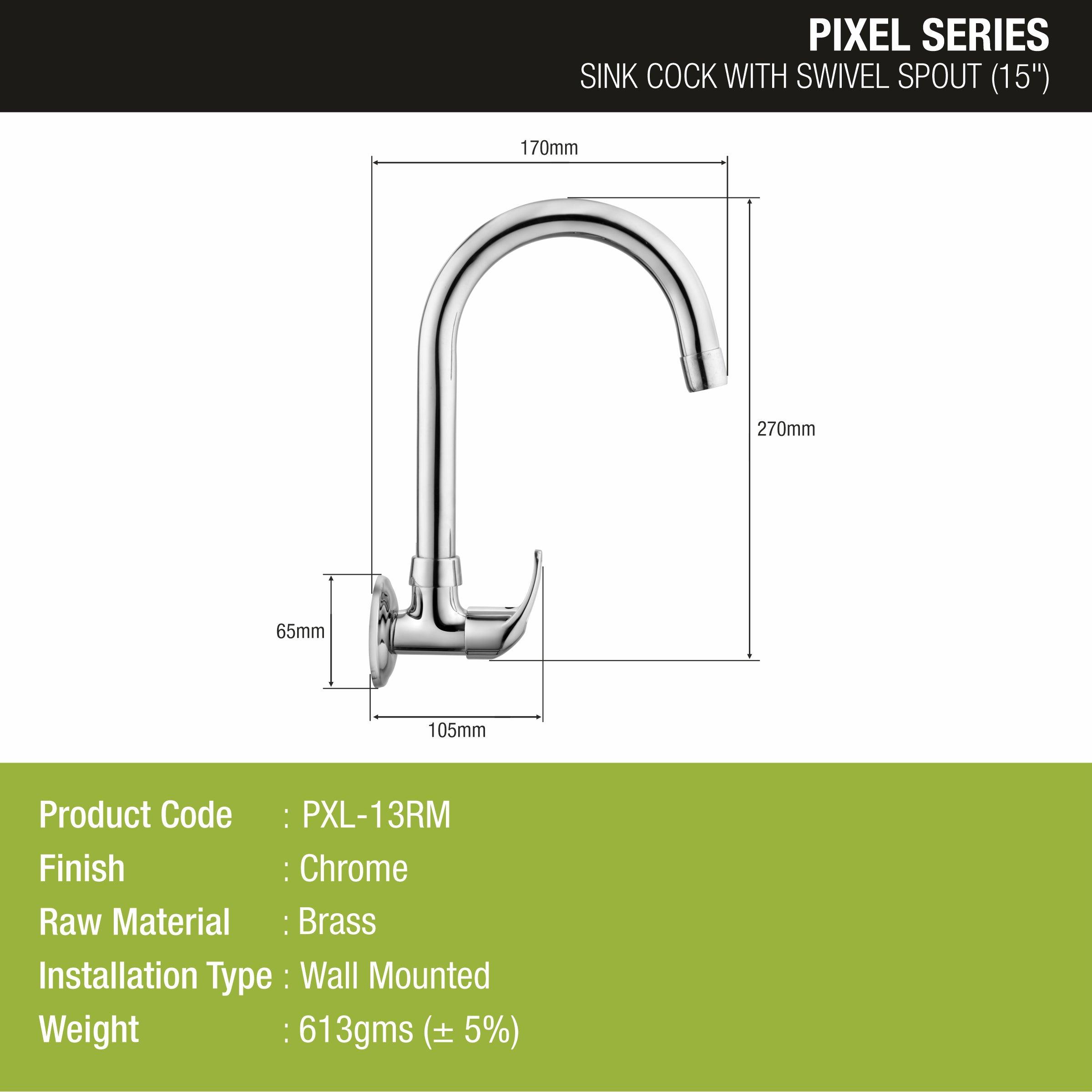 Pixel Sink Tap Brass Faucet with Round Swivel Spout (15 Inches) - LIPKA - Lipka Home