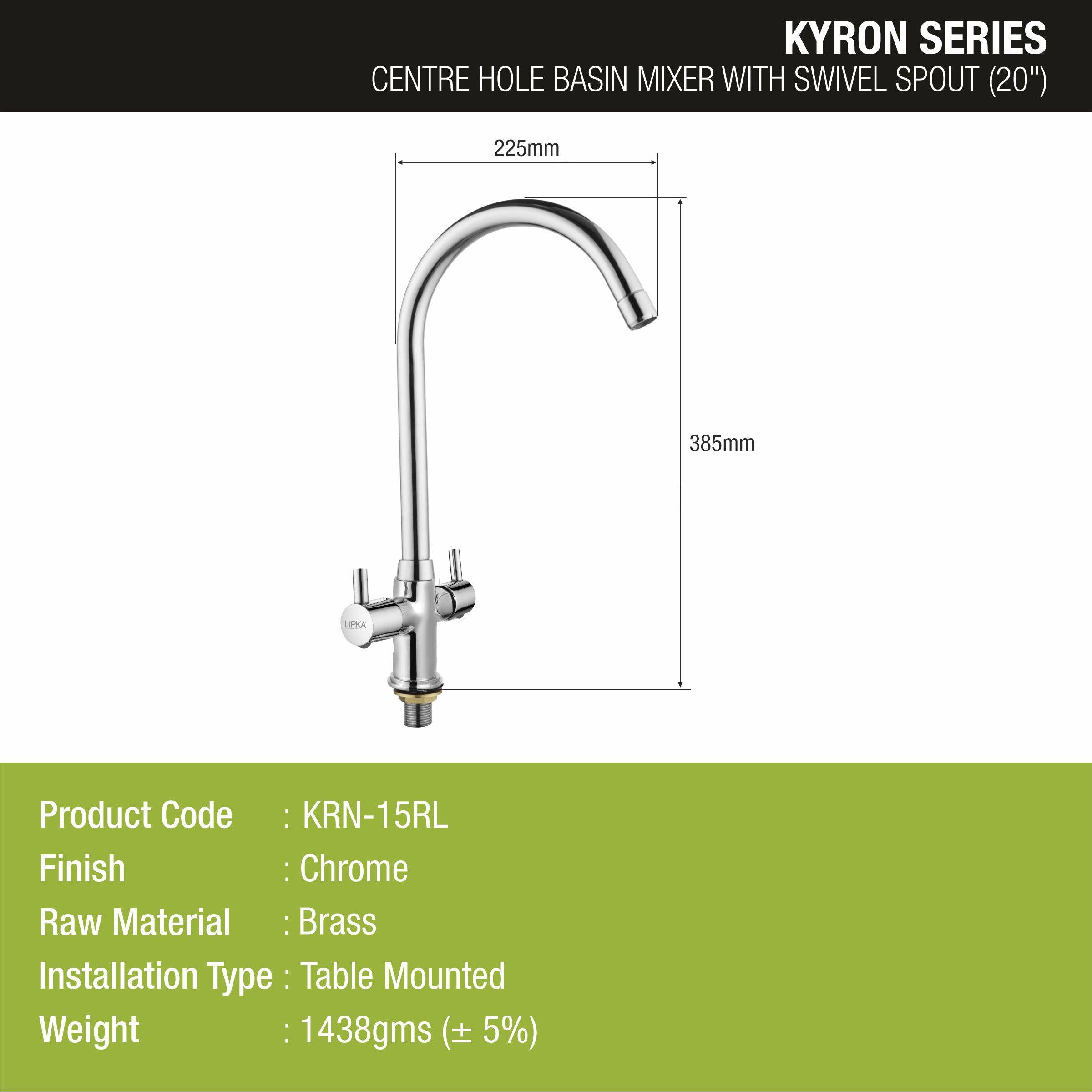 Kyron Centre Hole Basin Mixer Brass Faucet with Round Swivel Spout (20 Inches) - LIPKA - Lipka Home