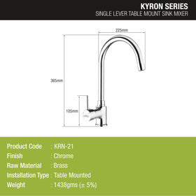 Kyron Single Lever Table Mount Sink Mixer Brass Faucet with Round Swivel Spout (20 Inches) - LIPKA - Lipka Home