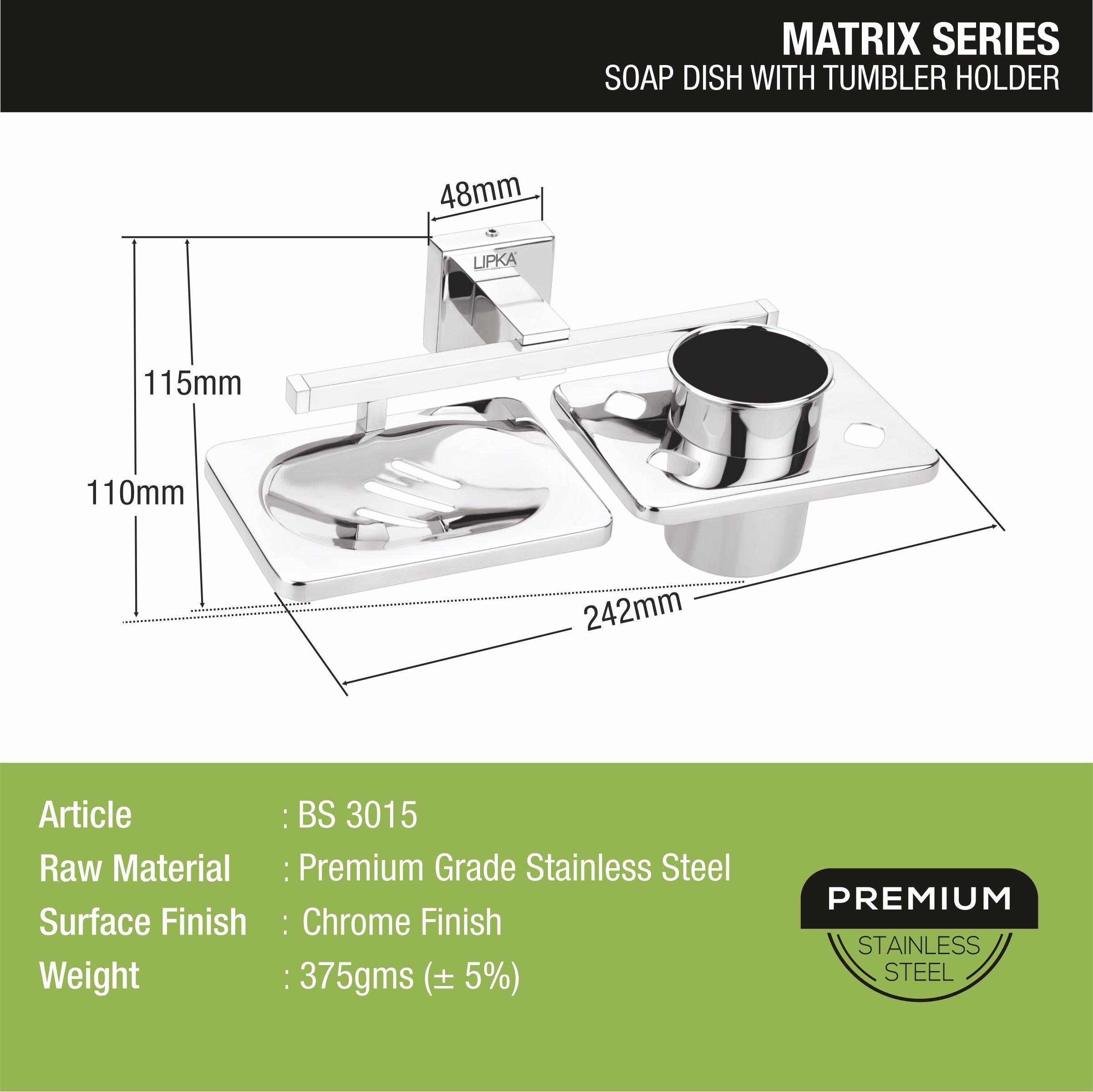 Matrix Soap Dish with Tumbler Holder size and dimension