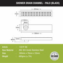 Palo Shower Drain Channel - Black (12 x 2 Inches) - LIPKA - Lipka Home