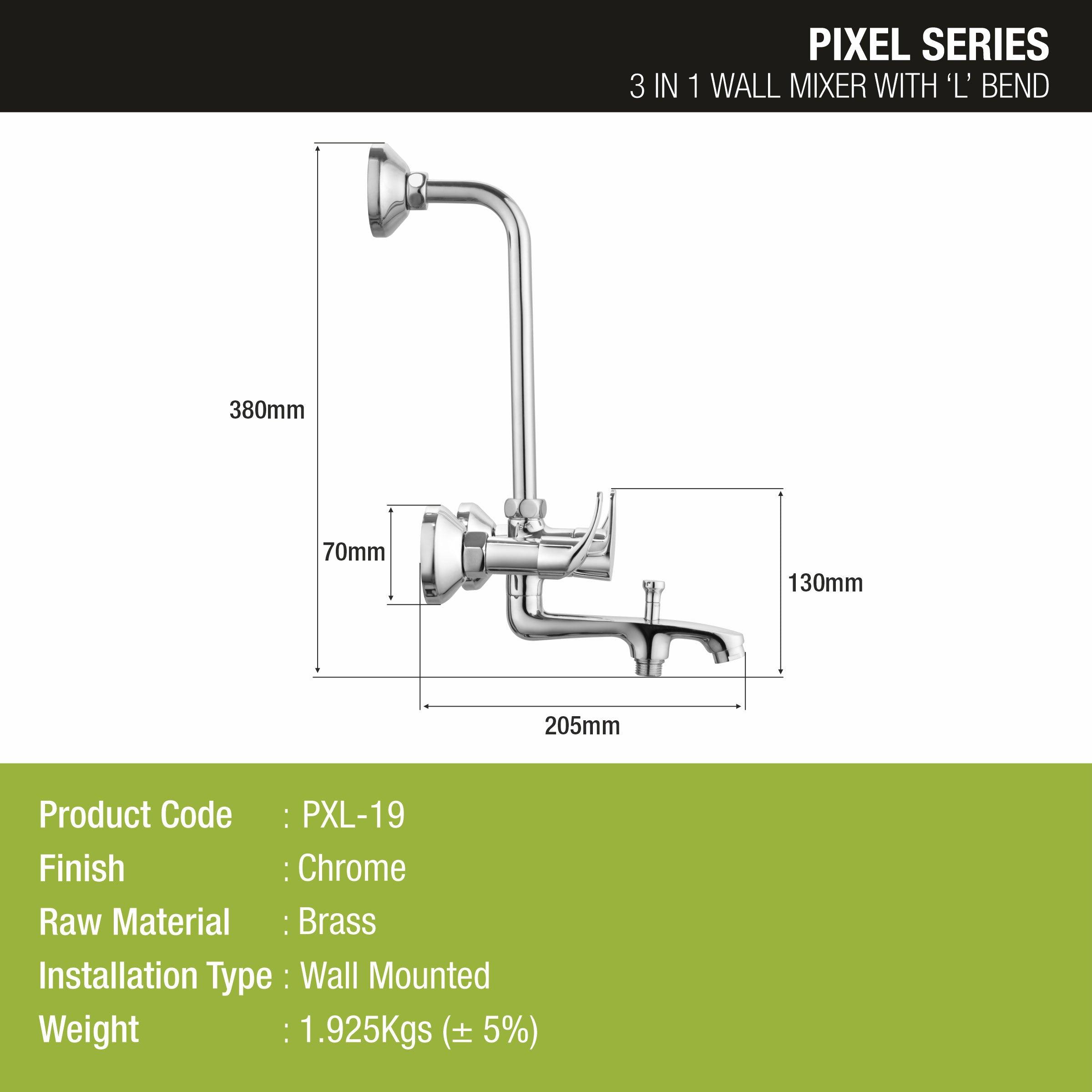 Pixel 3 in 1 Wall Mixer Brass Faucet with L Bend - LIPKA - Lipka Home