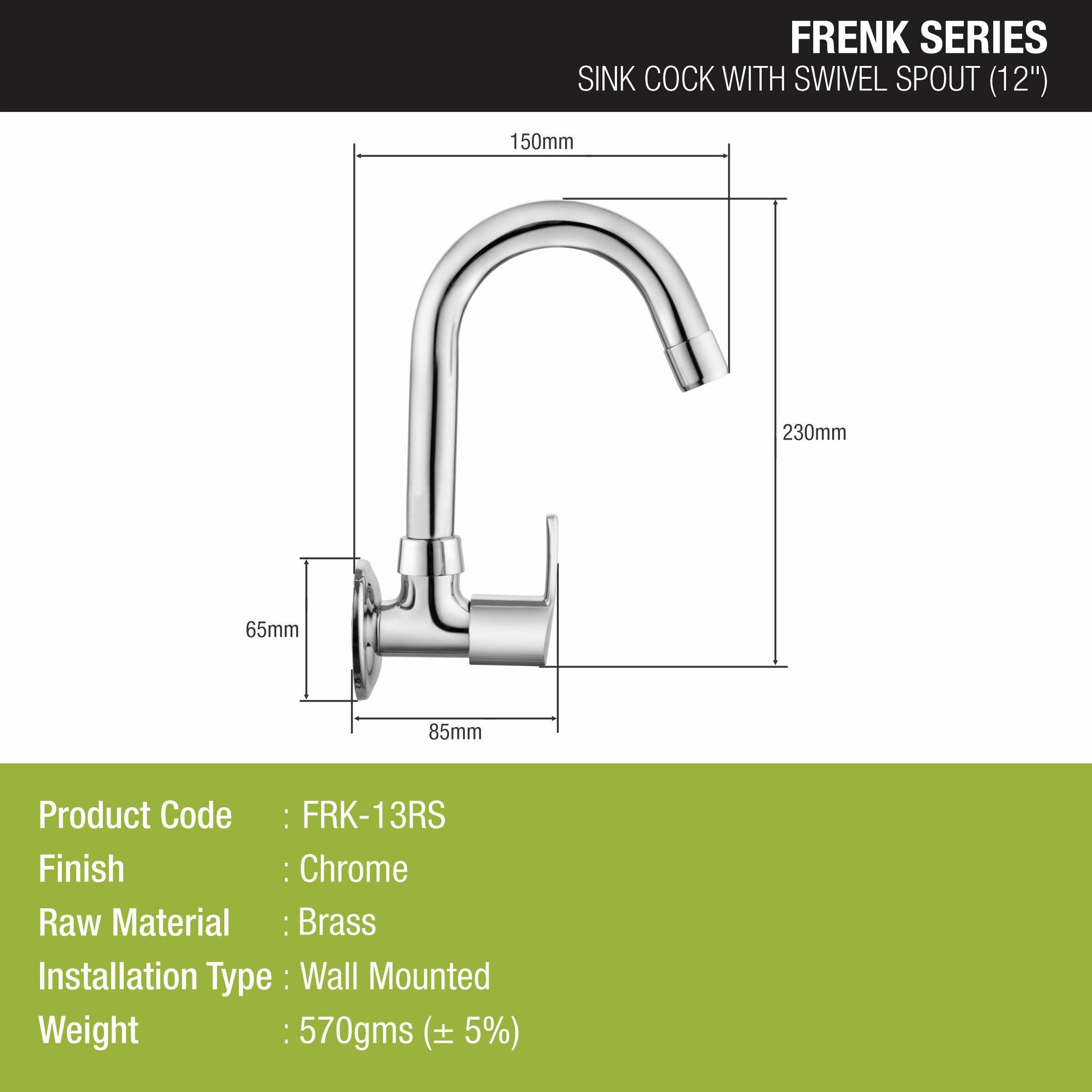 Frenk Sink Tap Brass Faucet with Round Swivel Spout (12 Inches) - LIPKA - Lipka Home