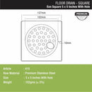 EON Square Floor Drain (5 x 5 Inches) with Hole - LIPKA - Lipka Home