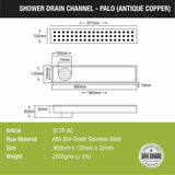Palo Shower Drain Channel - Antique Copper (36 x 5 Inches) - LIPKA