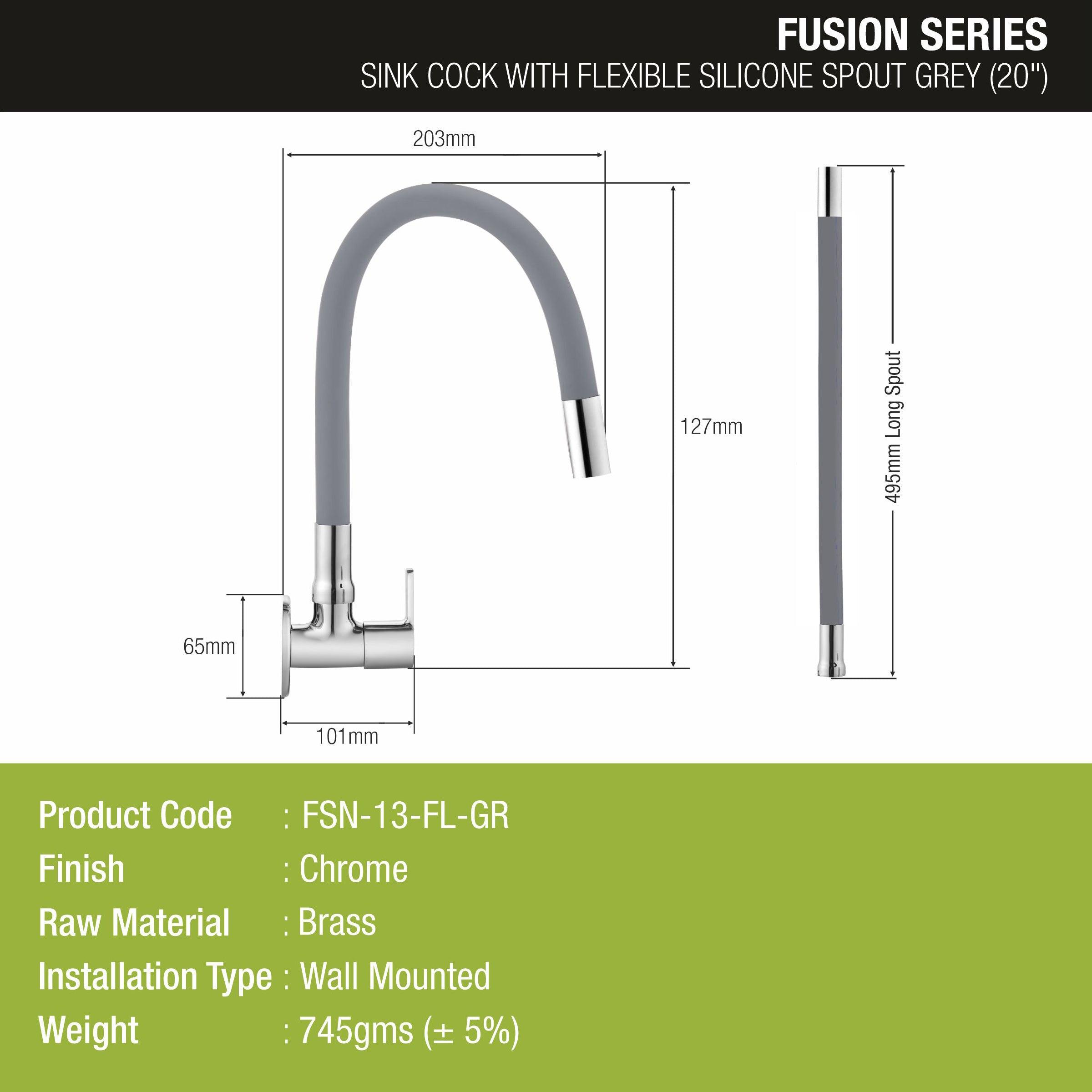 Fusion Sink Tap Brass Faucet with Flexible Silicone Spout (Grey) - LIPKA - Lipka Home