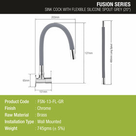 Fusion Sink Tap Brass Faucet with Flexible Silicone Spout (Grey) - LIPKA - Lipka Home
