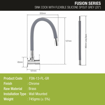 Fusion Sink Tap Brass Faucet with Flexible Silicone Spout (Grey) - LIPKA - Lipka Home