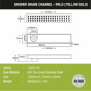 Palo Shower Drain Channel - Yellow Gold (40 x 5 Inches) - LIPKA - Lipka Home