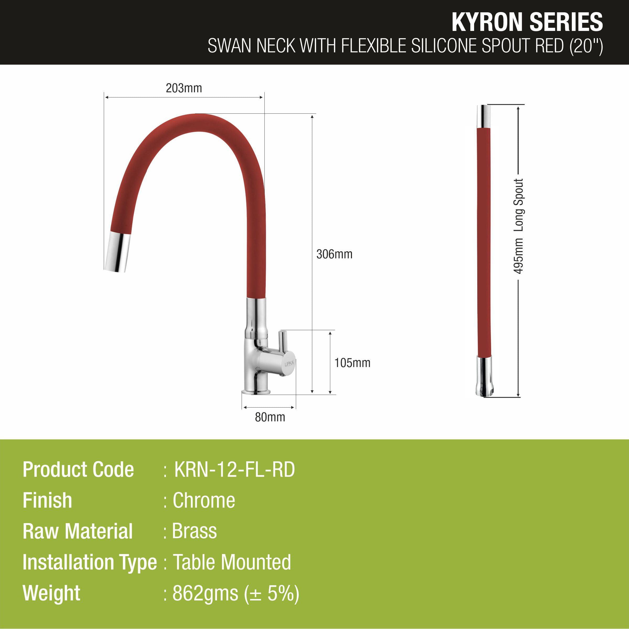 Kyron Swan Neck Brass Faucet with Flexible Silicone Spout (Red) - LIPKA - Lipka Home