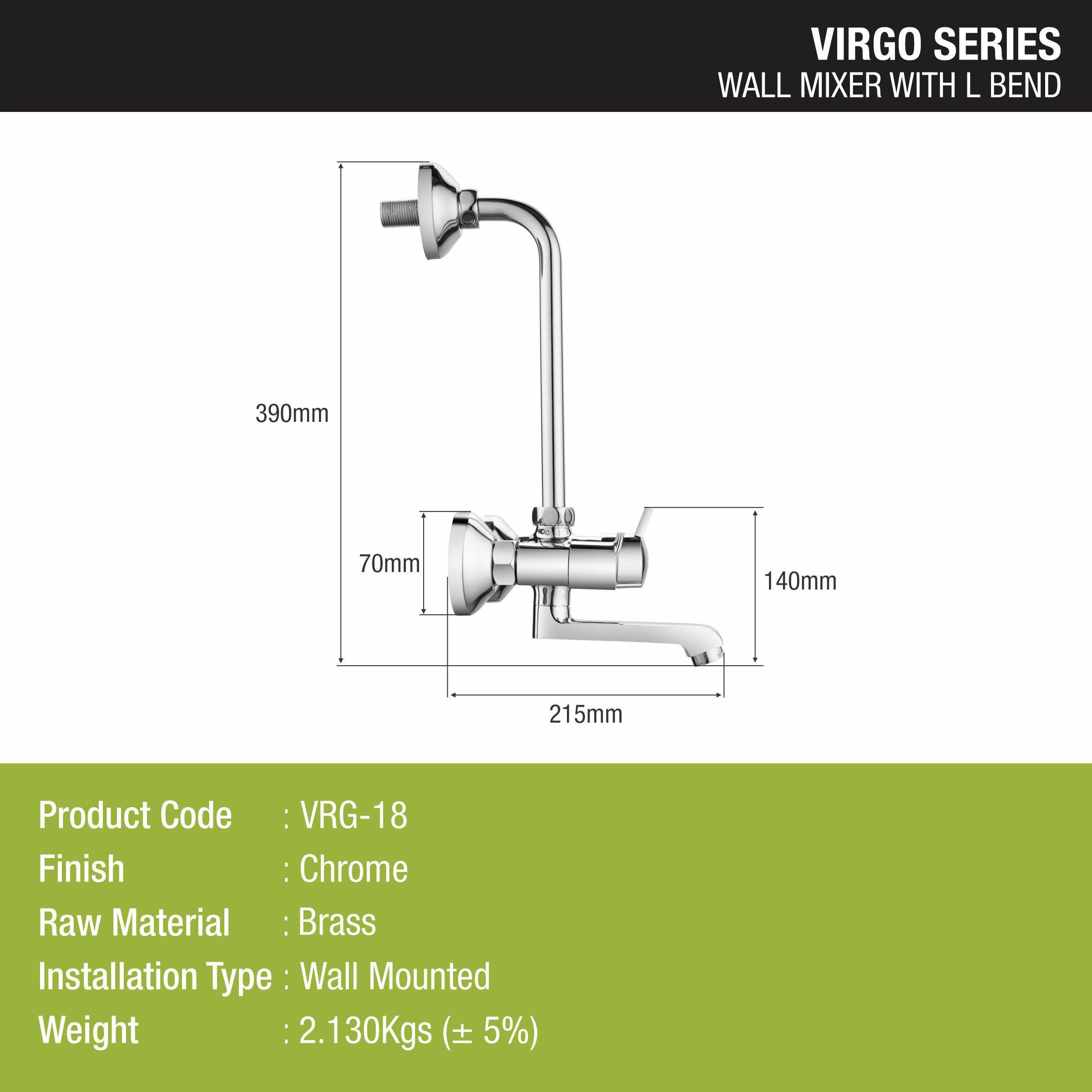 Virgo Wall Mixer Brass Faucet with L Bend - LIPKA - Lipka Home