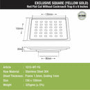 Red Exclusive Square Flat Cut Floor Drain in Yellow Gold PVD Coating (6 x 6 Inches) - LIPKA - Lipka Home