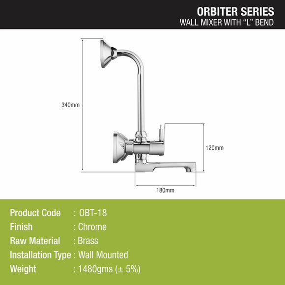 Orbiter Wall Mixer Brass Faucet with L Bend - LIPKA - Lipka Home