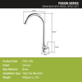 Fusion Swan Neck Brass Faucet with Round Swivel Spout (20 Inches) - LIPKA - Lipka Home