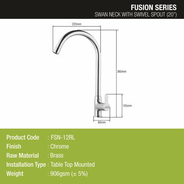 Fusion Swan Neck Brass Faucet with Round Swivel Spout (20 Inches) - LIPKA - Lipka Home
