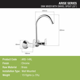 Arise Sink Mixer Brass Faucet with Round Swivel Spout (20 Inches) - LIPKA - Lipka Home