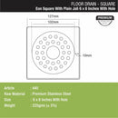 Eon Square Floor Drain with Plain Jali and Hole (6 x 6 Inches) - LIPKA - Lipka Home
