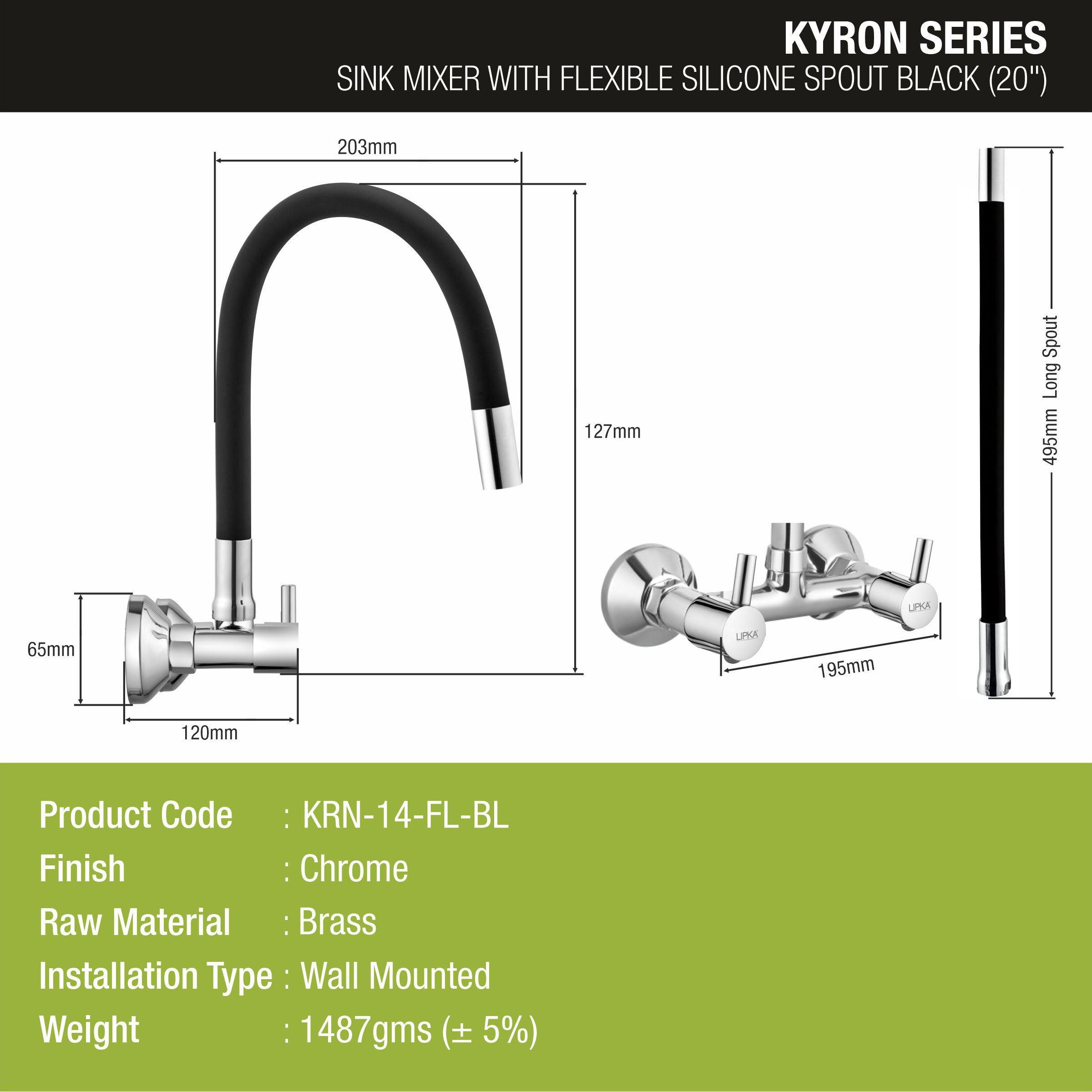 Kyron Sink Mixer Brass Faucet with Flexible Silicone Spout (Black) - LIPKA - Lipka Home