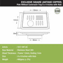 Pink Exclusive Square Floor Drain in Antique Copper PVD Coating (6 x 6 Inches) with Hole - LIPKA - Lipka Home