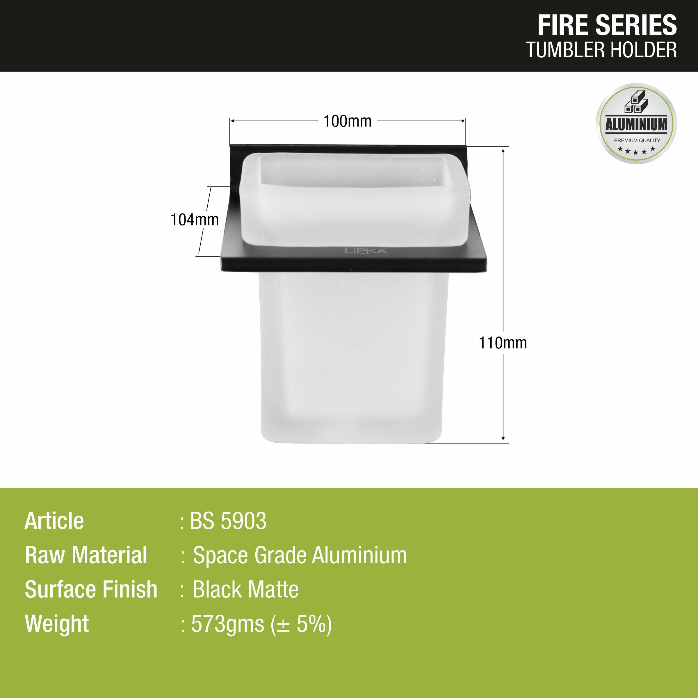 Fire Tumbler Holder (Space Aluminium) size and measurement 