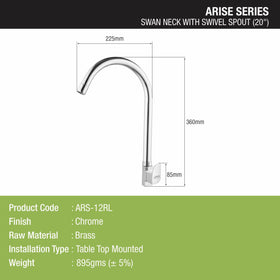 Arise Swan Neck Brass Faucet with Round Swivel Spout (20 Inches) - LIPKA - Lipka Home