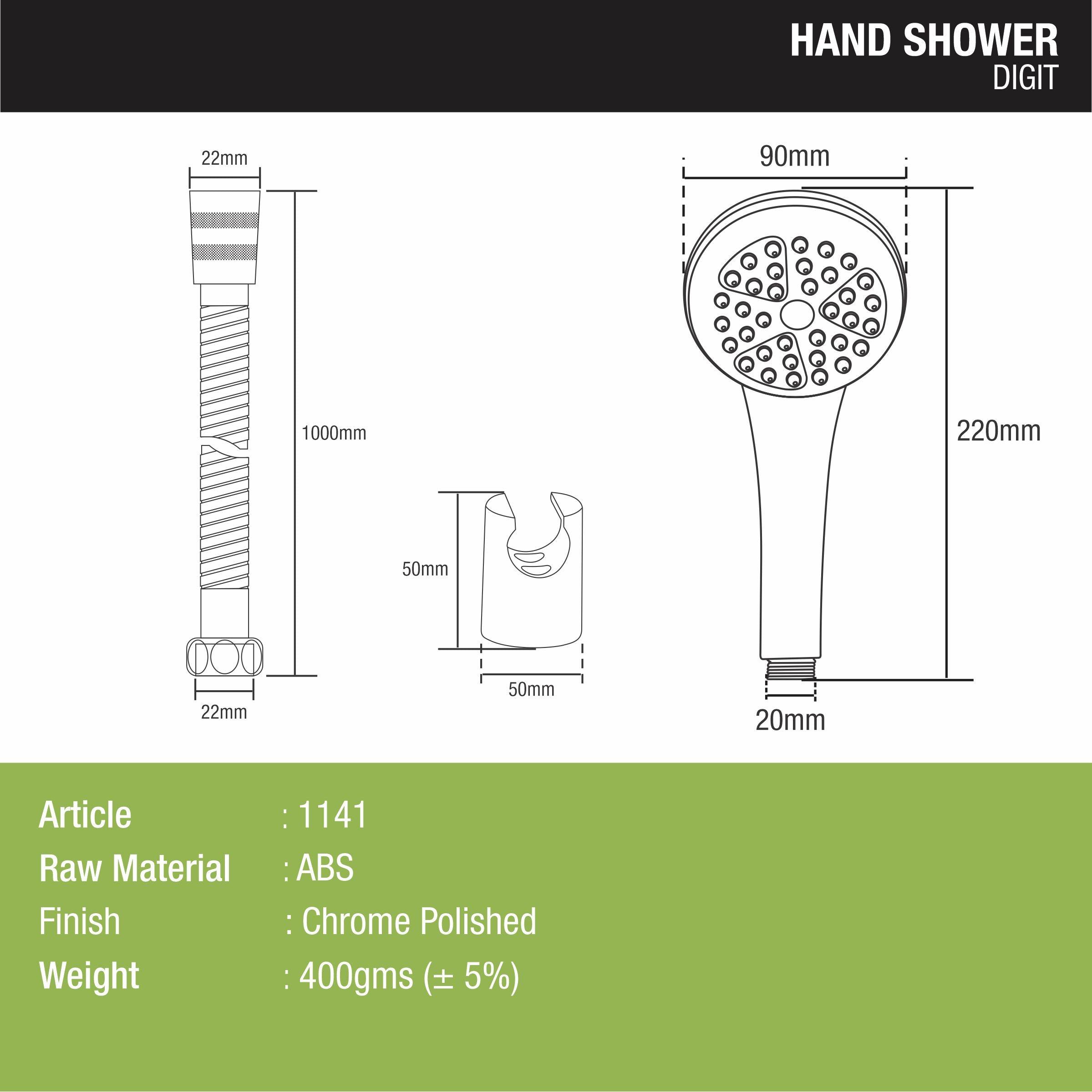 Digit Hand Shower with Wall Hook & 304-Grade Shower Tube - LIPKA - Lipka Home